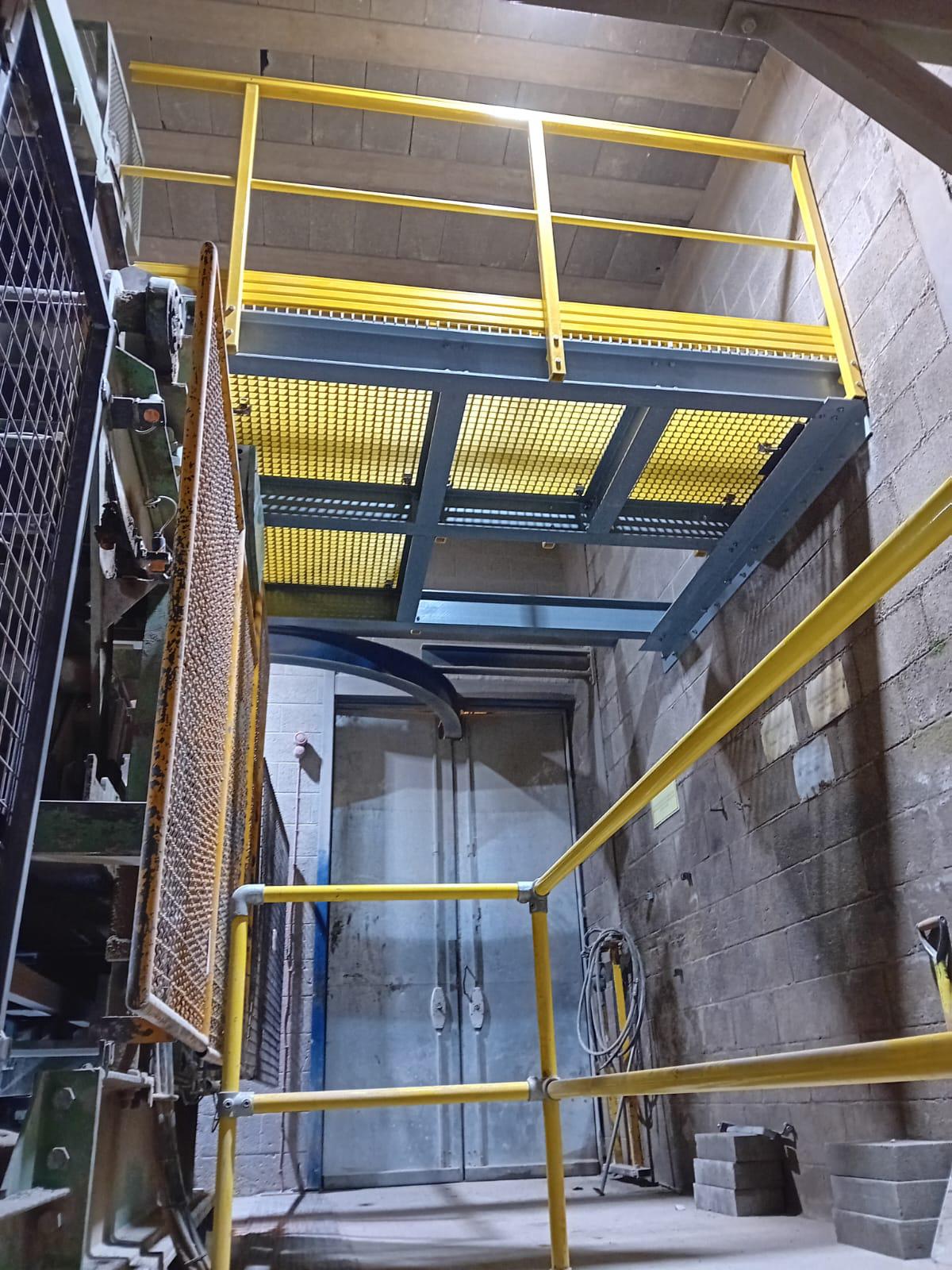GRP access platform and handrails installed above plant equipment